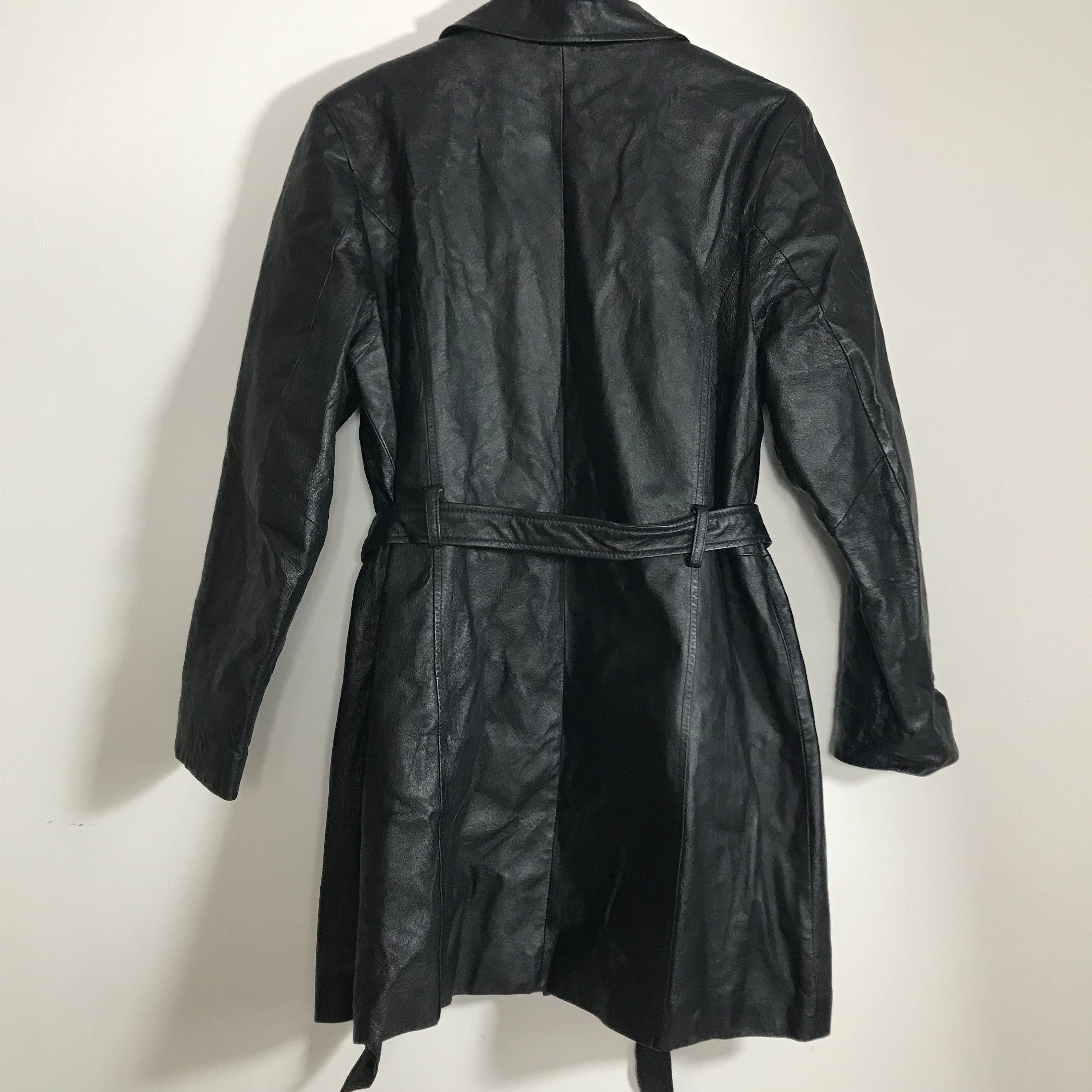 Vintage PHASE TWO Leather Jacket M Medium Womens Trench Coat | Etsy