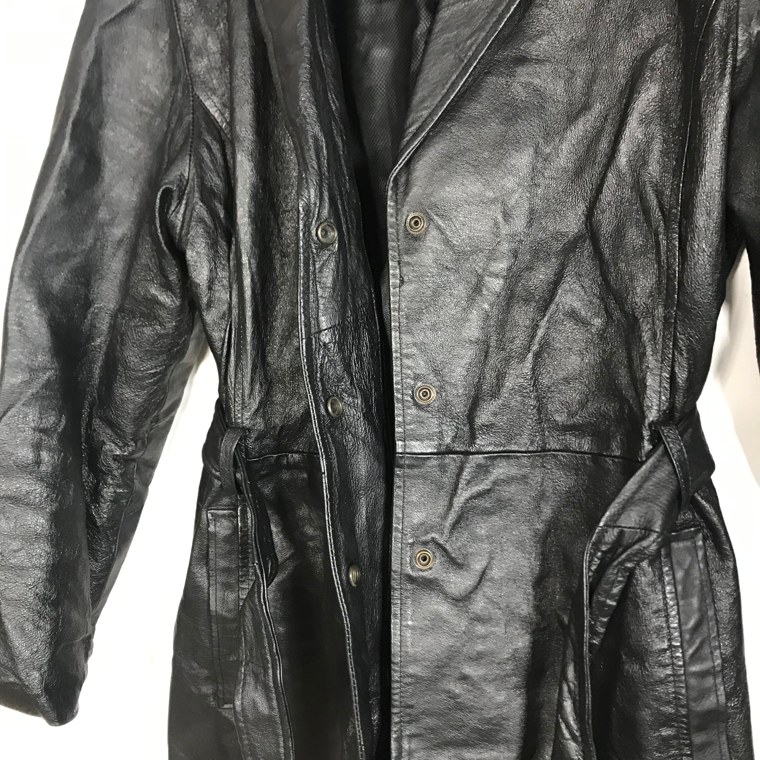 Vintage PHASE TWO Leather Jacket M Medium Womens Trench Coat | Etsy