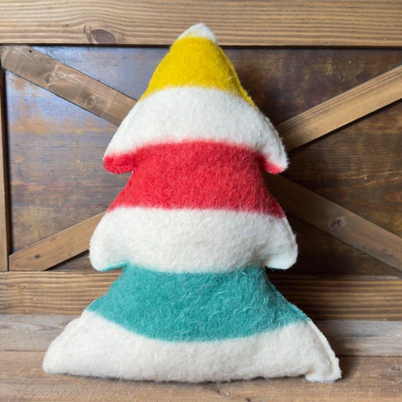 Hudson Bay Tree Pillow / Vintage 4-Point Hudson Bay Wool / Christmas Tree Pillow Gift / Ready to Ship