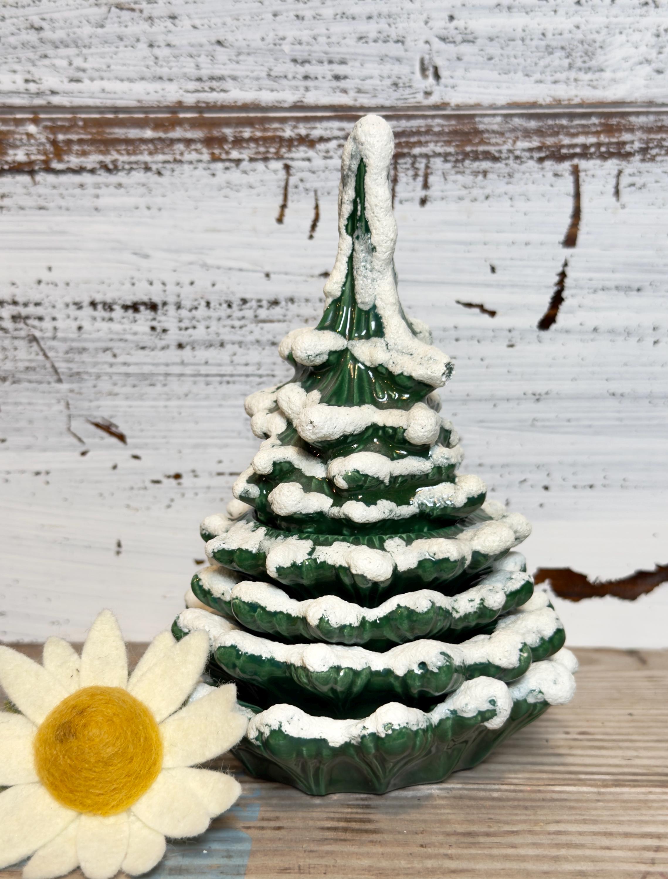 Rare Vintage Ceramic Christmas Tree Lighter and Ashtray / Set 5 Pieces