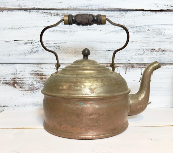 Vintage Revere Copper Tea Kettle with Wood Handle