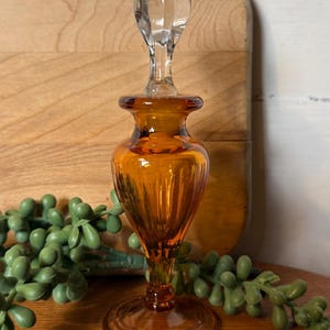 Antique Amber Glass Perfume Bottle / Cambridge Glass Company / Art Deco