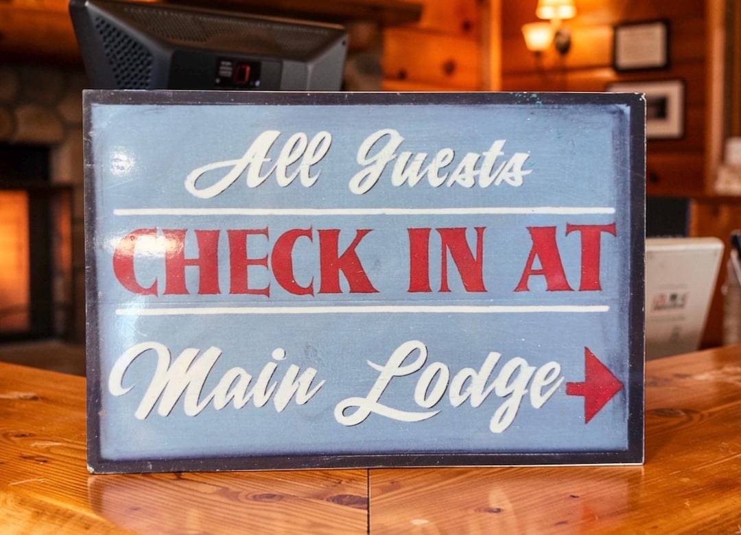 Vintage Style Check in at the Lodge Porcelain Sign / Rustic Cabin Decor ...