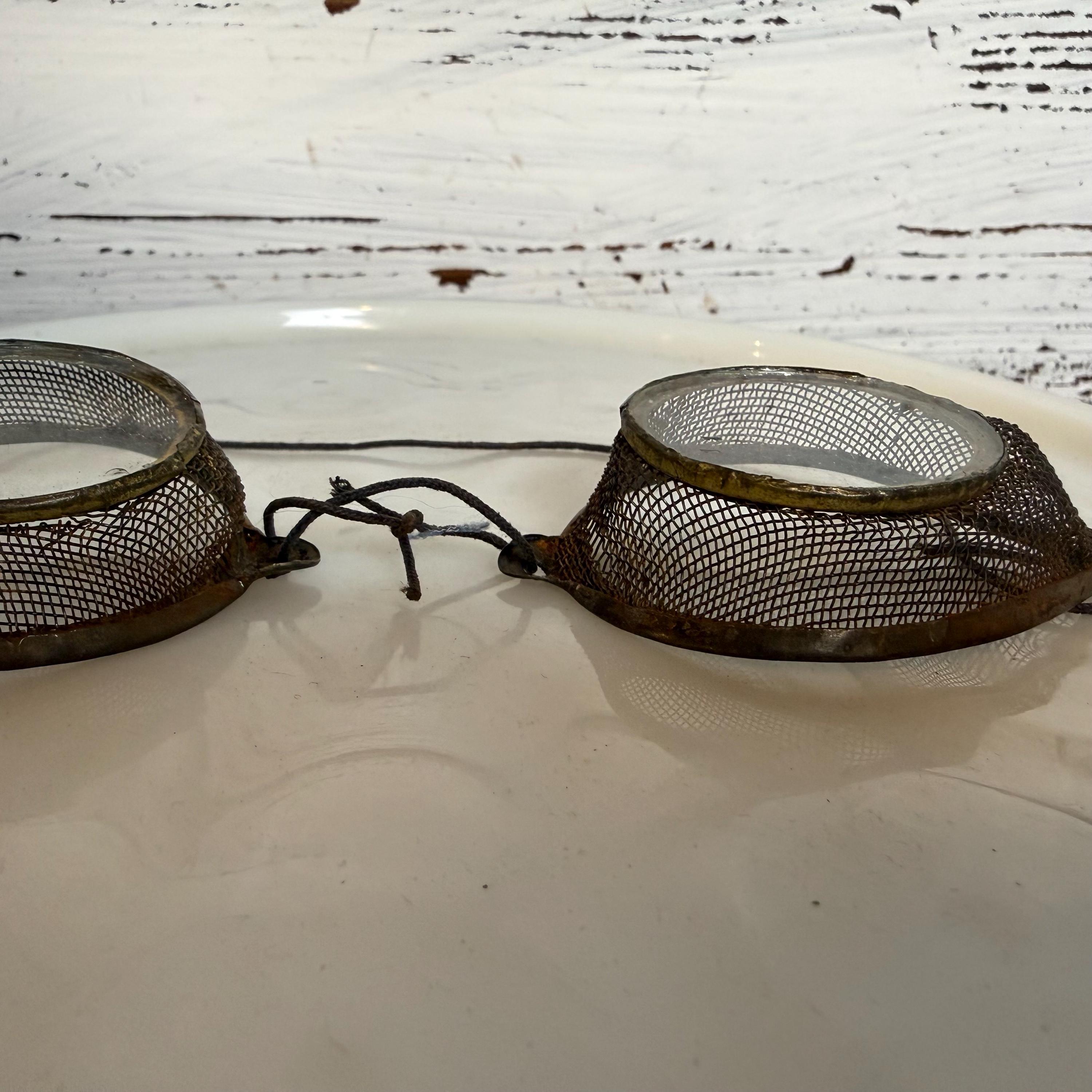 Antique Civil War Era Artillery Cinder Goggles / 1860's Steel Wire Mesh ...