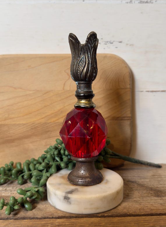 Vintage Marble and Brass Candlestick / Mid-Century Modern / Hollywood Regency