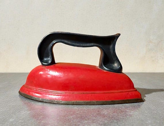 Vintage Red Toy Iron / Pretend Play