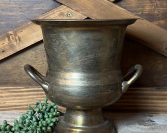 Vintage Brass Pedestal Champagne Bucket / Trophy / Urn / Farmhouse Decor