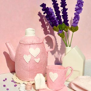 Felt Pink Tea Set / Tea Pot /