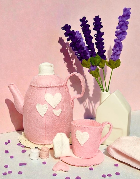 Felt Pink Tea Set / Tea Pot /