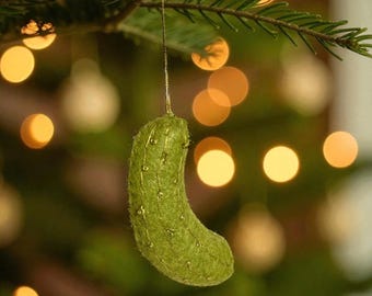 Wool Felt Pickle Christmas Ornament / Handmade