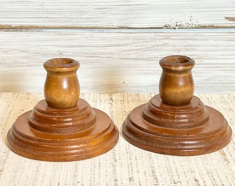 Vintage Wood Candlesticks