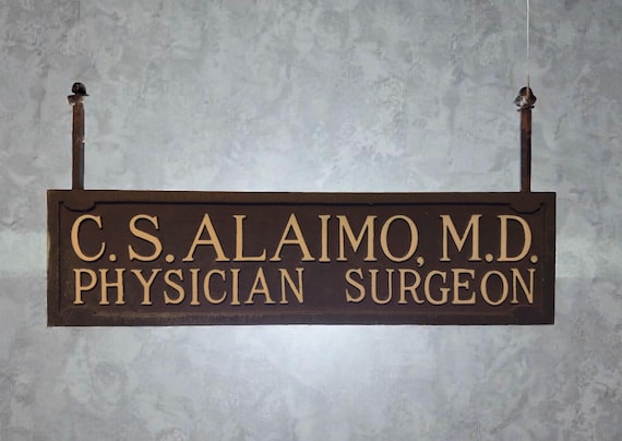 Vintage Double-Sided Cast-Iron Doctor Sign / Surgeon Medical / Physician Hanging Sign / Office Decor