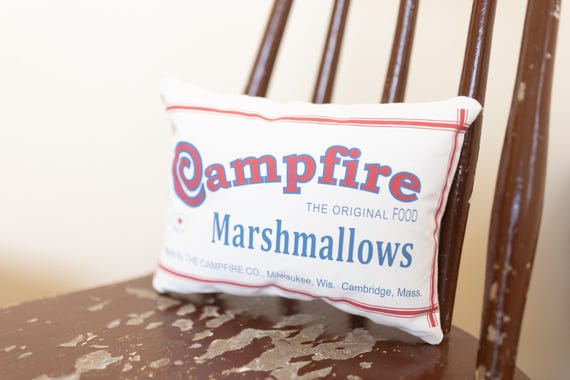 Vintage Campfire Marshmallow Pillow / Primitive Decor Pillow / Farmhouse Pillow