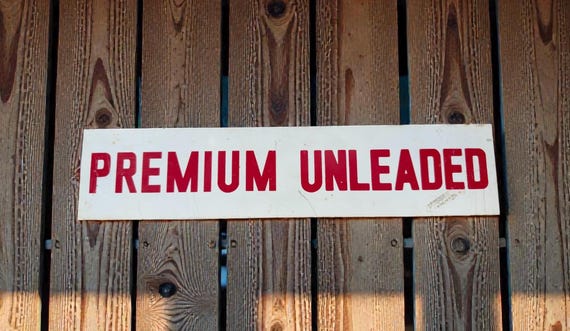 Vintage Premium Unleaded Gasoline Sign / Metal Sign / Man Cave / Garage Decor