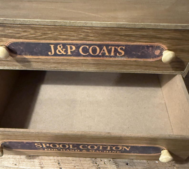 Vintage Style Spool Cabinet / Two Drawer Sewing Notions Box ...