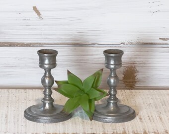 Vintage Pewter Candlestick Set