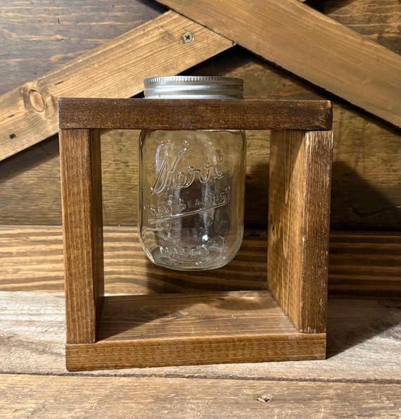 Rustic Wood Jar Vase / Countertop Vase / Handmade Farmhouse Decor
