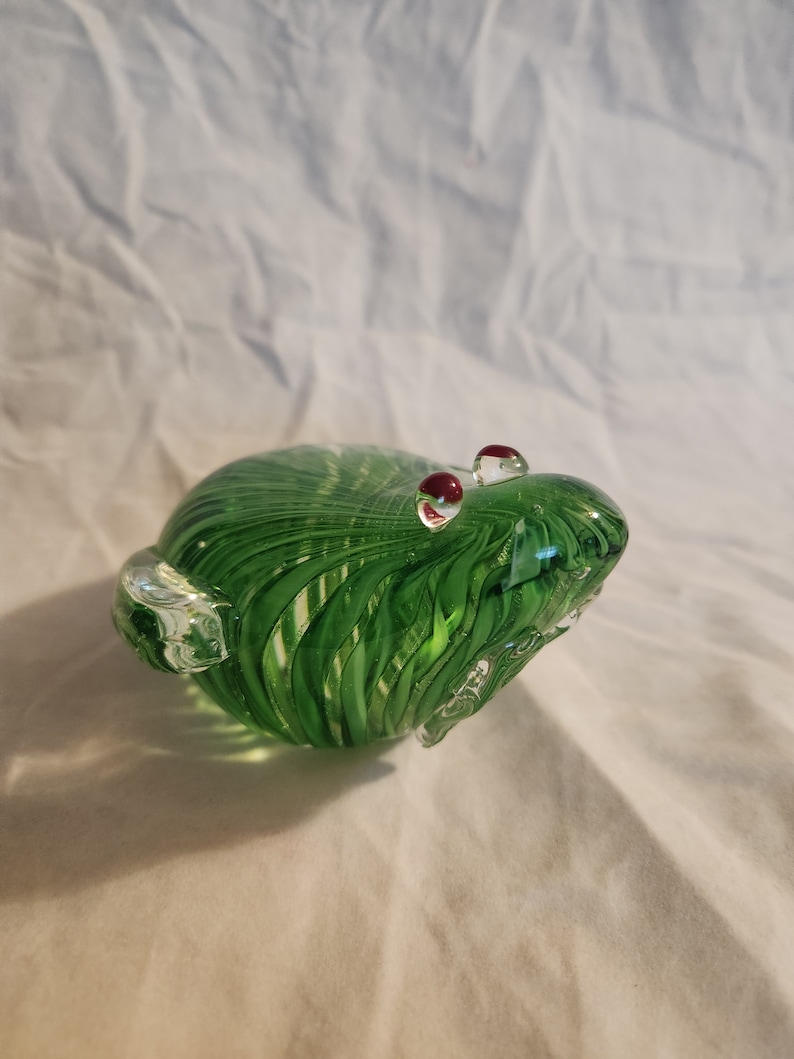 Green Glass Frog Paperweight Etsy