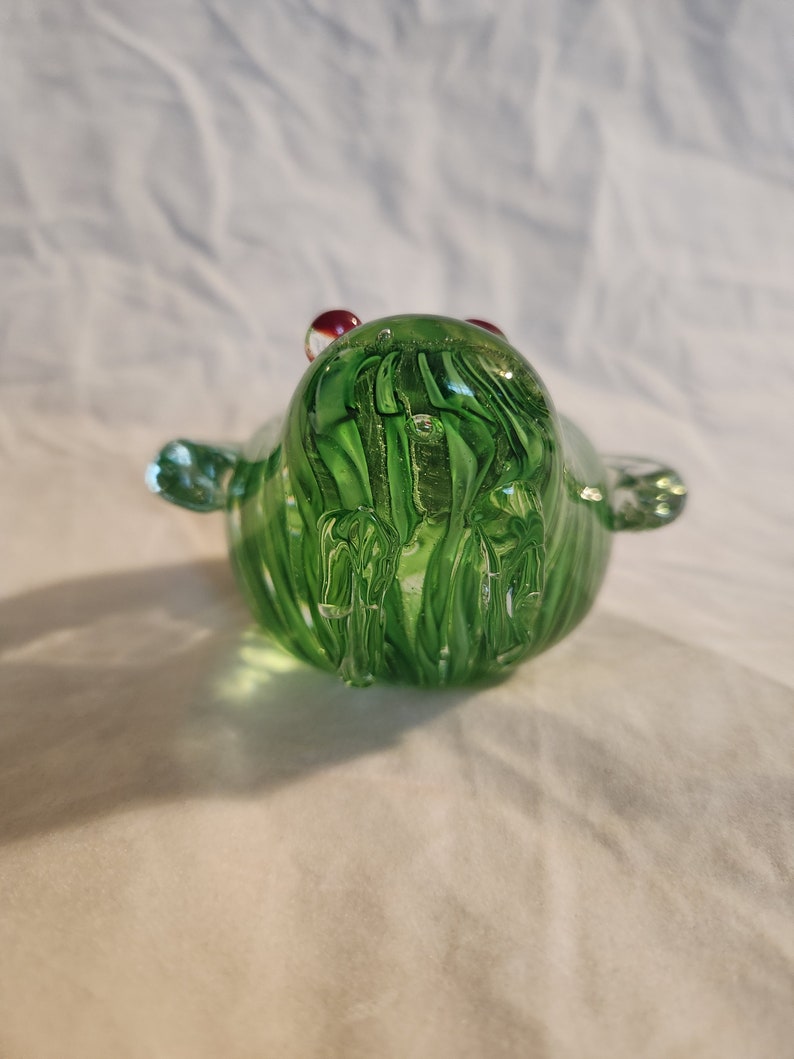 Green Glass Frog Paperweight Etsy