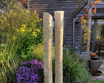 Sculpture XXL, stèle, abstrait, colonne, sculpture de jardin, décoration de jardin, bois