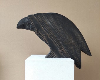 Corbeau, Sculpture en bois, Figure de corbeau, Corbeau, Munin, Hugin, Corbeau de Thor