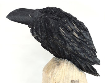 Raven, wooden sculpture, life-size, Raven, Munin, Hugin, Thor's ravens