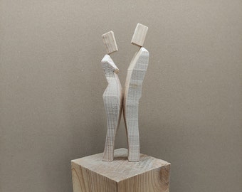 Sculptures en bois, figures en bois, sculpture, sculpture, bois, couple de personnes, mariage, cadeau de mariage