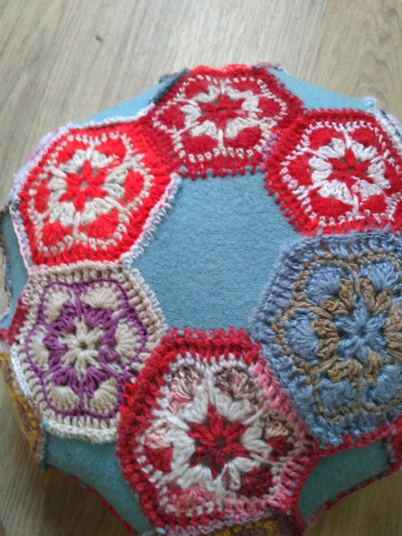 Round Pillow Pattern African Flower Chunky Knit Etsy