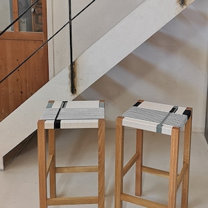 High Stool. Handmade in Rope and Wood. Pardalet Model - Etsy UK