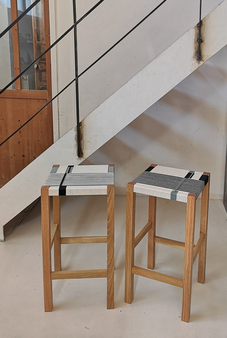 Pardalet High Stool. Handmade in Rope and Wood. - Etsy UK