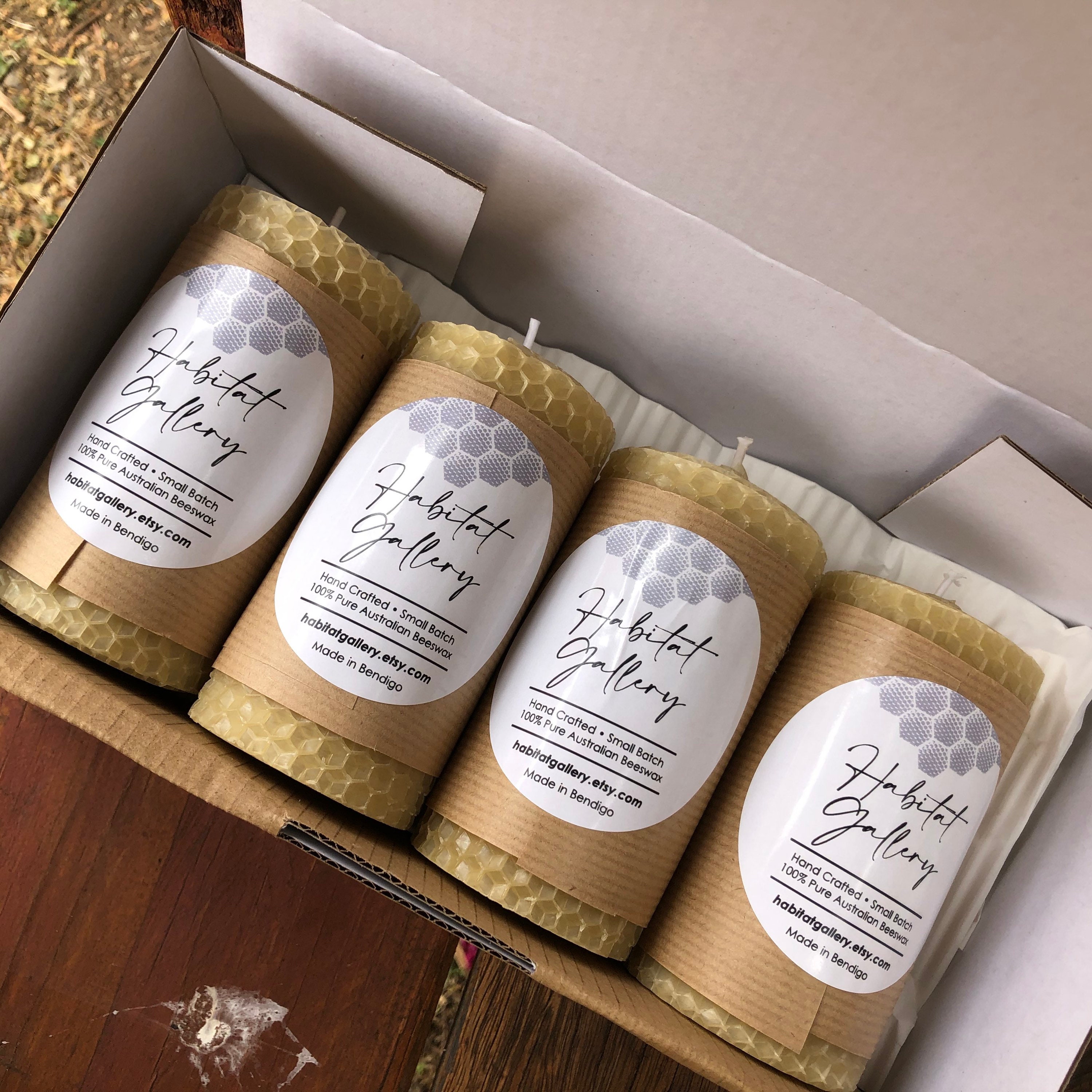 Box of Fat Beeswax Pillars Australian Beeswax Gift Box Etsy