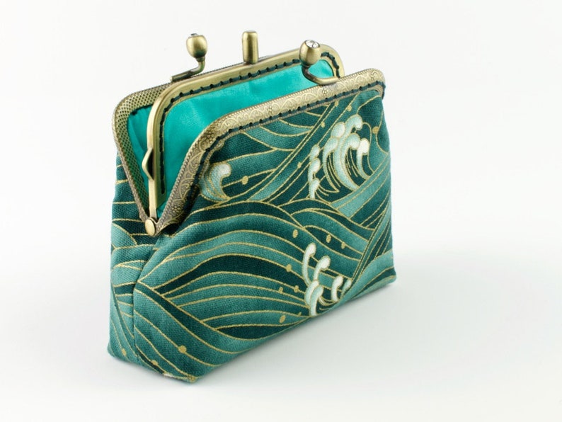 Hand Crafted Japanese Coin Purse of Waves on Bronze Coloured Etsy