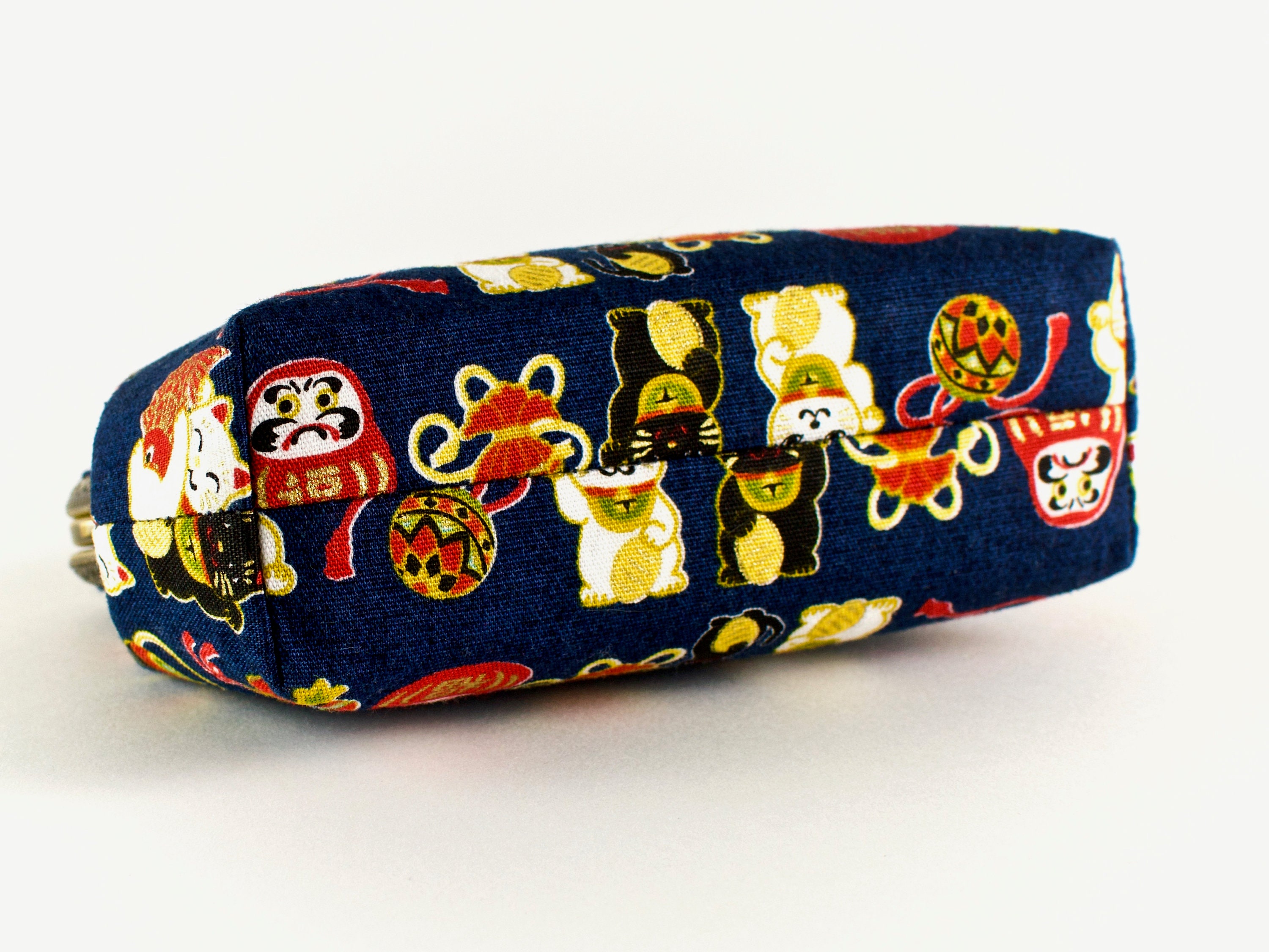 Hand Crafted Navy Blue Japanese Lucky Cat Coin Purse on Bronze Etsy