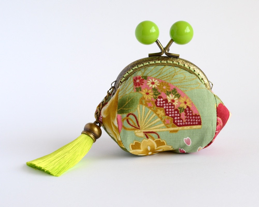 Hand crafted gold embossed Japanese coin purse with kiss lock Etsy