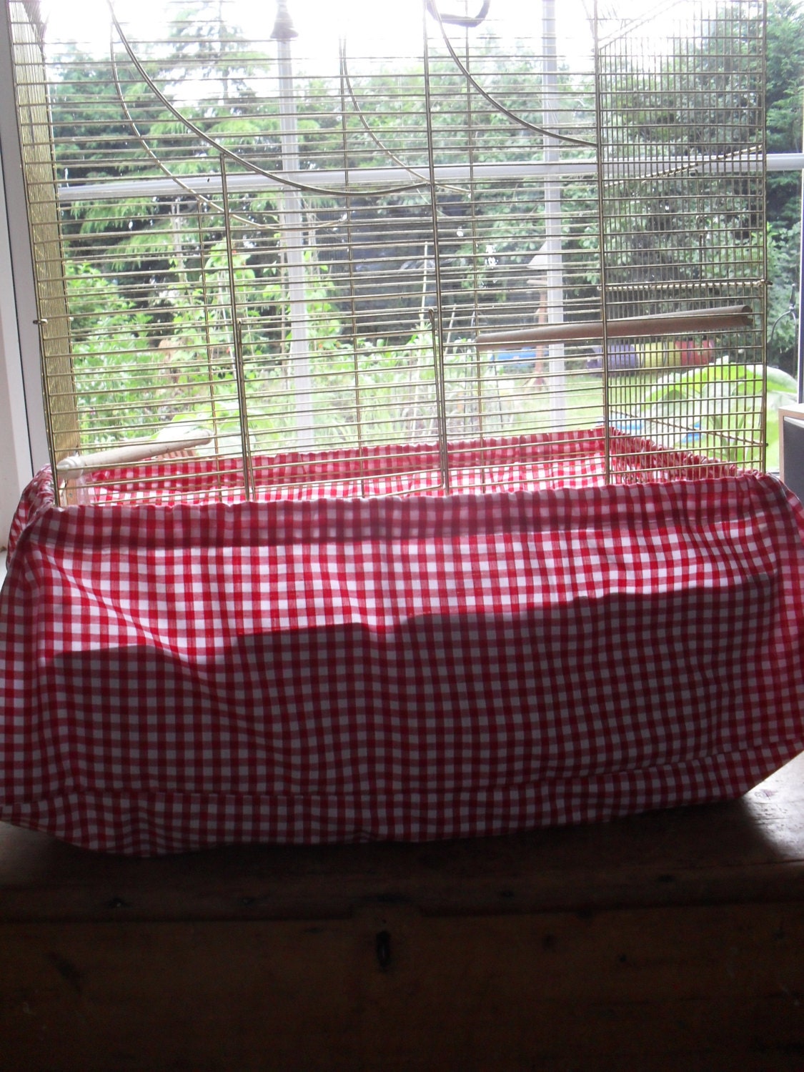 Red Gingham Bird Cage Tidy Seed catcher and night cover Etsy