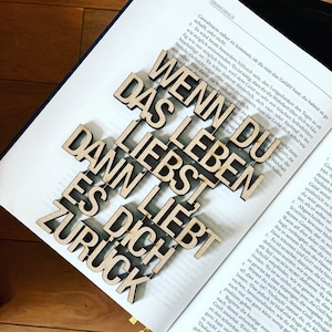 Se você ama a vida, ela também te ama - letras em madeira 3D