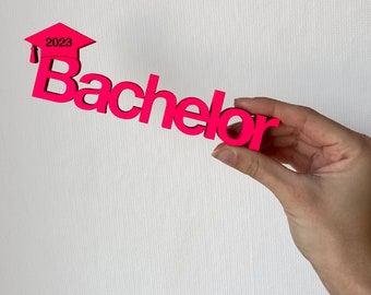 Bachelor mit Hut und individueller Jahreszahl - Holzschriftzug 3D