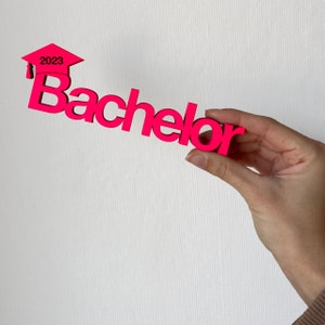 Bacharel com chapéu e ano individual - letras de madeira Modelo 3D