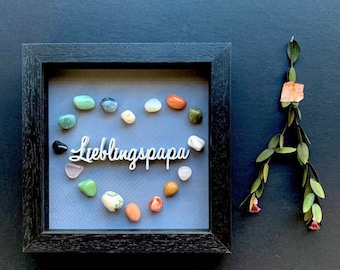 Set Lieblingspapa mit Edelsteinchen und Rahmen - Geschenk zum Vatertag