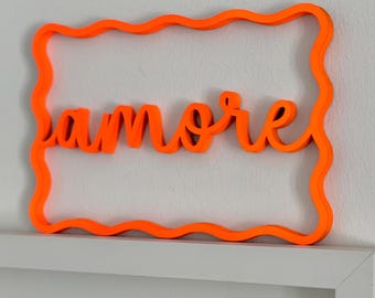 Love with wavy border - 3D lettering