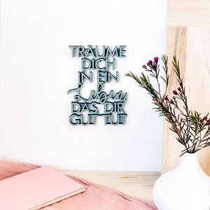 Sogna te stesso in una vita che ti fa bene: scritte decorative in legno 3D