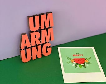 Hug - Decorative wooden lettering 3D