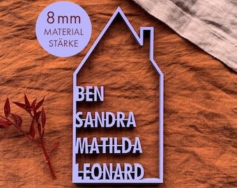 Haus mit individuellen Namen - Holzschriftzug 3D