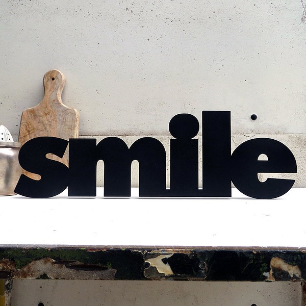 smile - 3D Schriftzug Holz Wanddeko