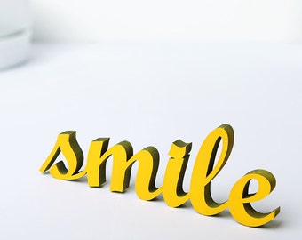 smile - 3D Schriftzug Holz Wanddeko