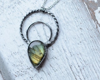 Big labradorite necklace / nickel&lead free chain /