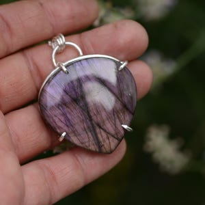 large labradorite pendant with prong setting handcrafted with solid sterling silver, ooak big pendant necklace made by silversmith