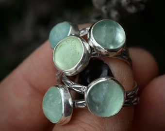 Fluorite ring handmade with sterling silver 925, one of a kind, natural gemstone ring