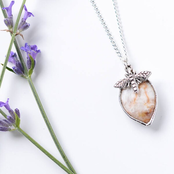 Peruvian opal necklace / silver plated chain  /
