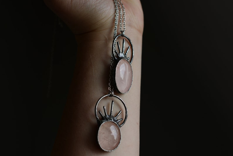 Rose quartz necklace nickel/&lead free chain